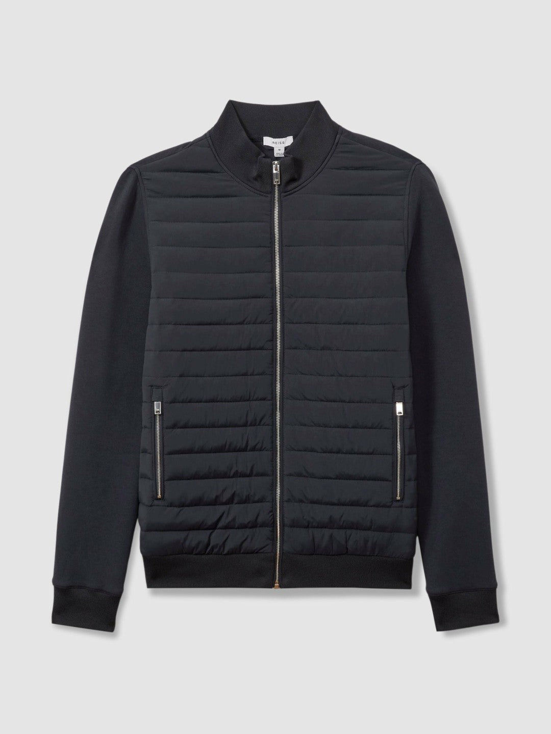 Hybrid Quilt and Knit Zip-Through Jacket Navy | Men