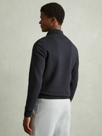 Hybrid Quilt and Knit Zip-Through Jacket Navy | Men