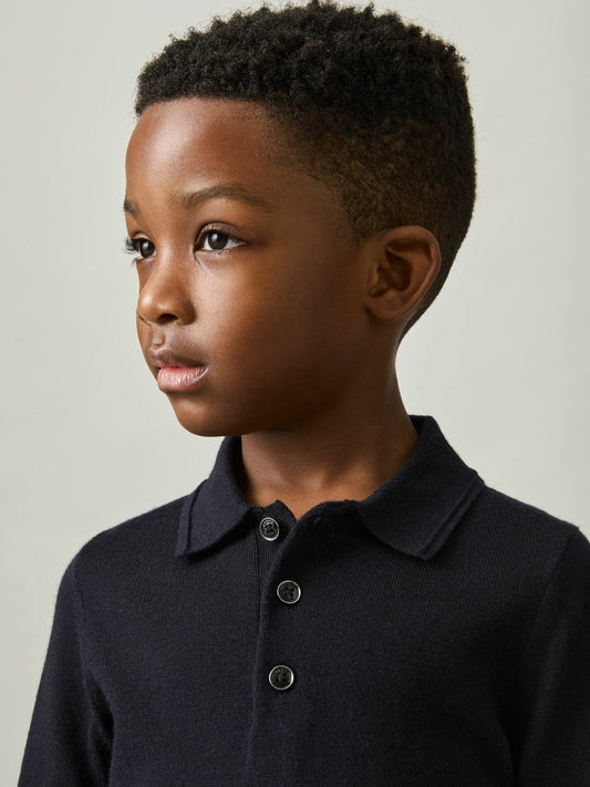 9-14 yrs Merino Wool Polo Shirt Navy | Children & Baby