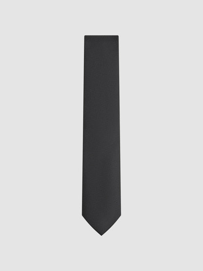 Textured Silk Blend Tie Black | Men