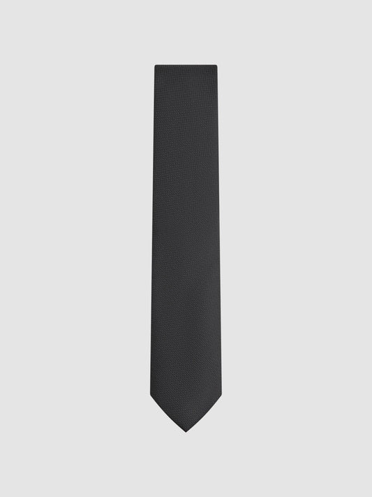 Textured Silk Blend Tie Black | Men