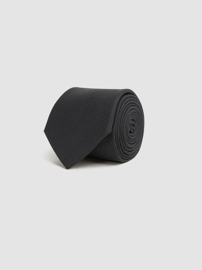 Textured Silk Blend Tie Black | Men