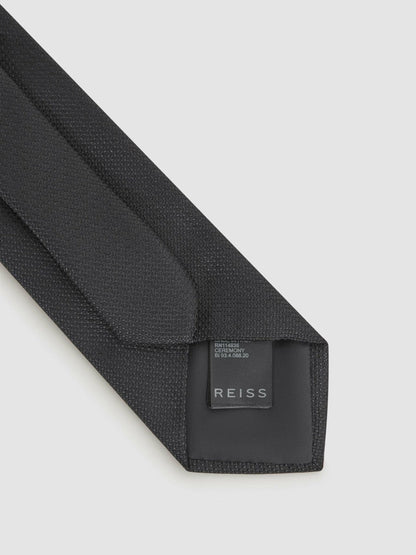 Textured Silk Blend Tie Black | Men