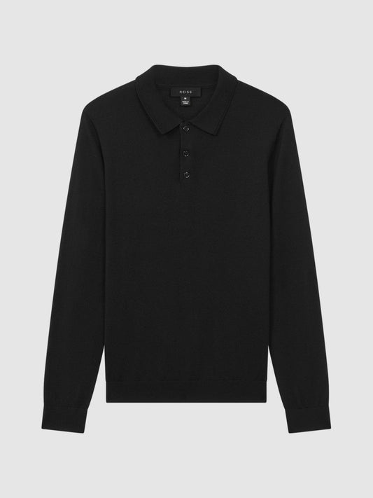 Merino Wool Polo Shirt Black | Men