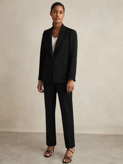 Tailored Single Breasted Suit Blazer Black | Women