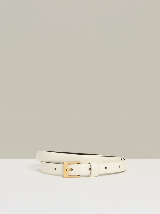 Thin Leather Belt Off White | Women