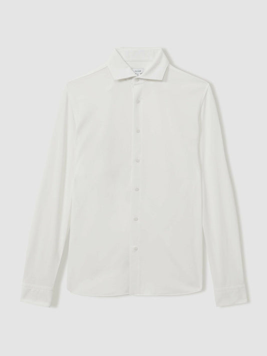 Modal Blend Cutaway Collar Shirt White | Men