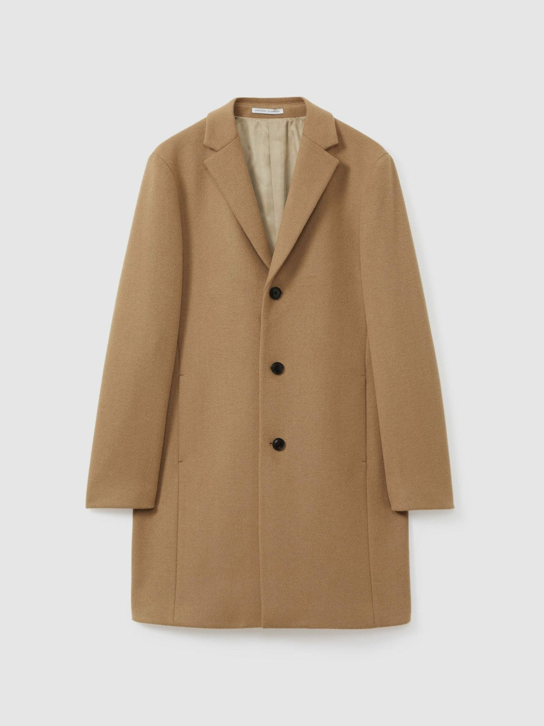 Wool Blend Single Breasted Epsom Overcoat Camel | Men