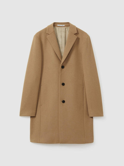 Wool Blend Single Breasted Epsom Overcoat Camel | Men