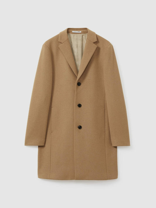 Wool Blend Single Breasted Epsom Overcoat Camel | Men