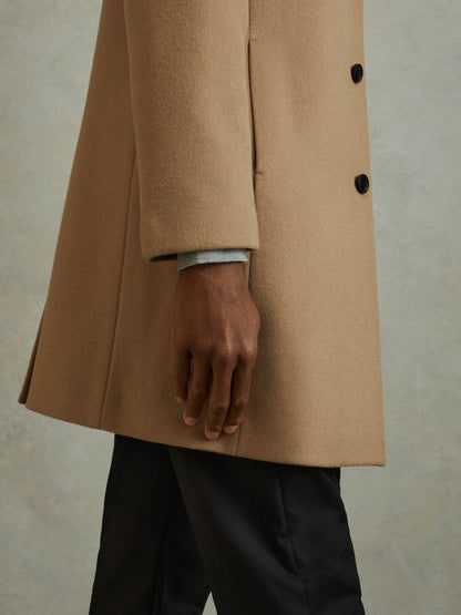 Wool Blend Single Breasted Epsom Overcoat Camel | Men