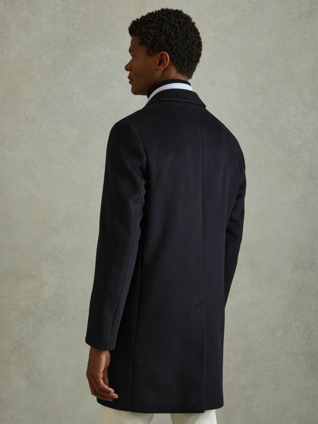 Wool Blend Single Breasted Epsom Overcoat Navy | Men