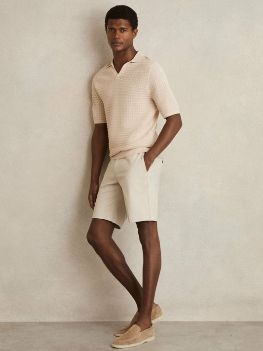 Pointelle Open-Collar Polo Shirt Stone | Men
