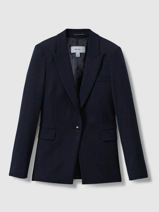 Tailored Single Breasted Suit Blazer Navy | Women