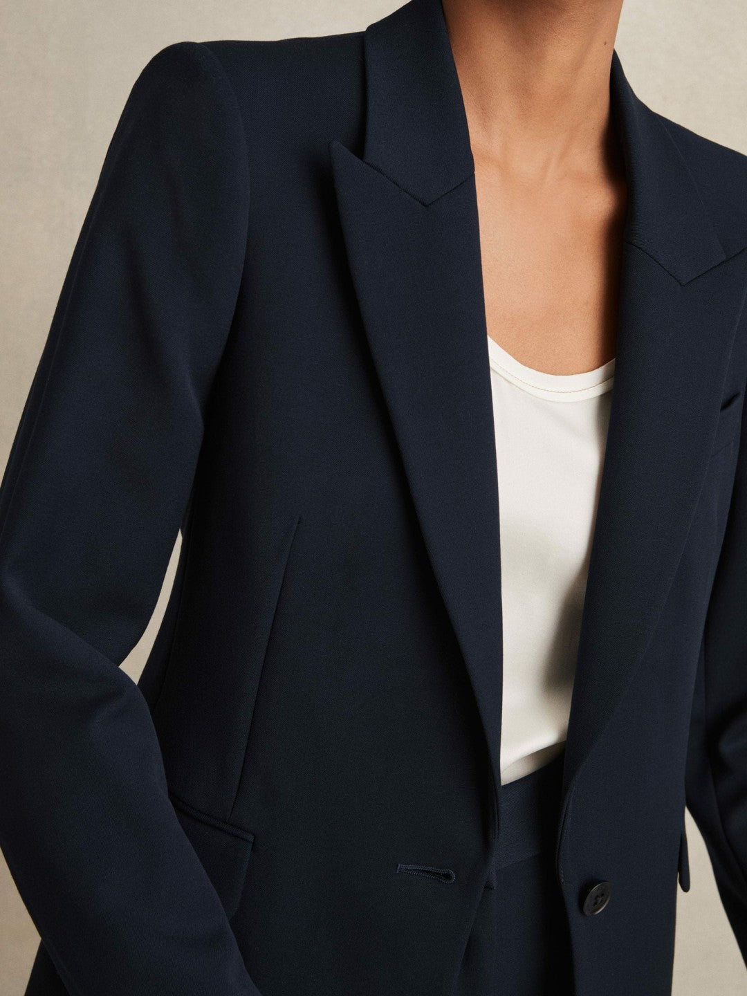 Tailored Single Breasted Suit Blazer Navy | Women