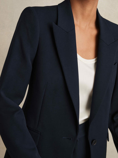 Tailored Single Breasted Suit Blazer Navy | Women