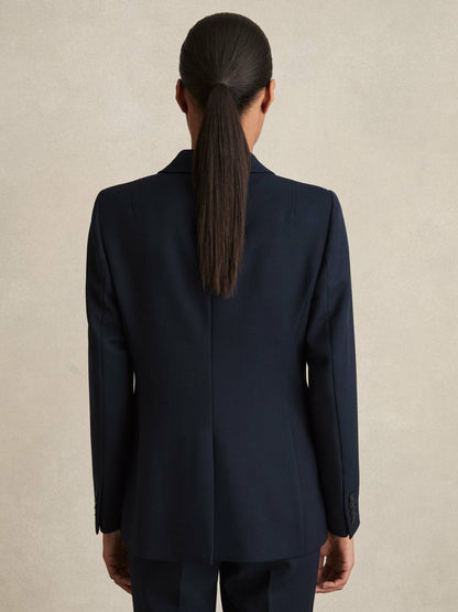 Tailored Single Breasted Suit Blazer Navy | Women