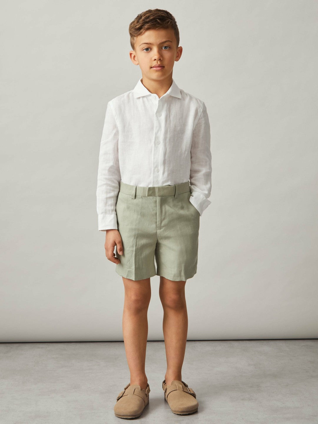 13-14 yrs Slim Fit Linen Adjustable Trousers Apple | Children & Baby