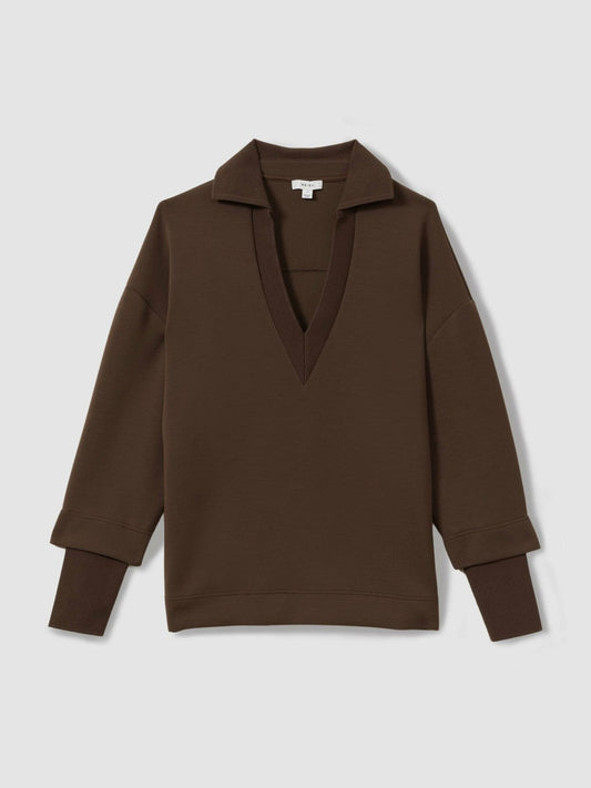 Interlock Open-Collar Sweatshirt Chocolate | Women