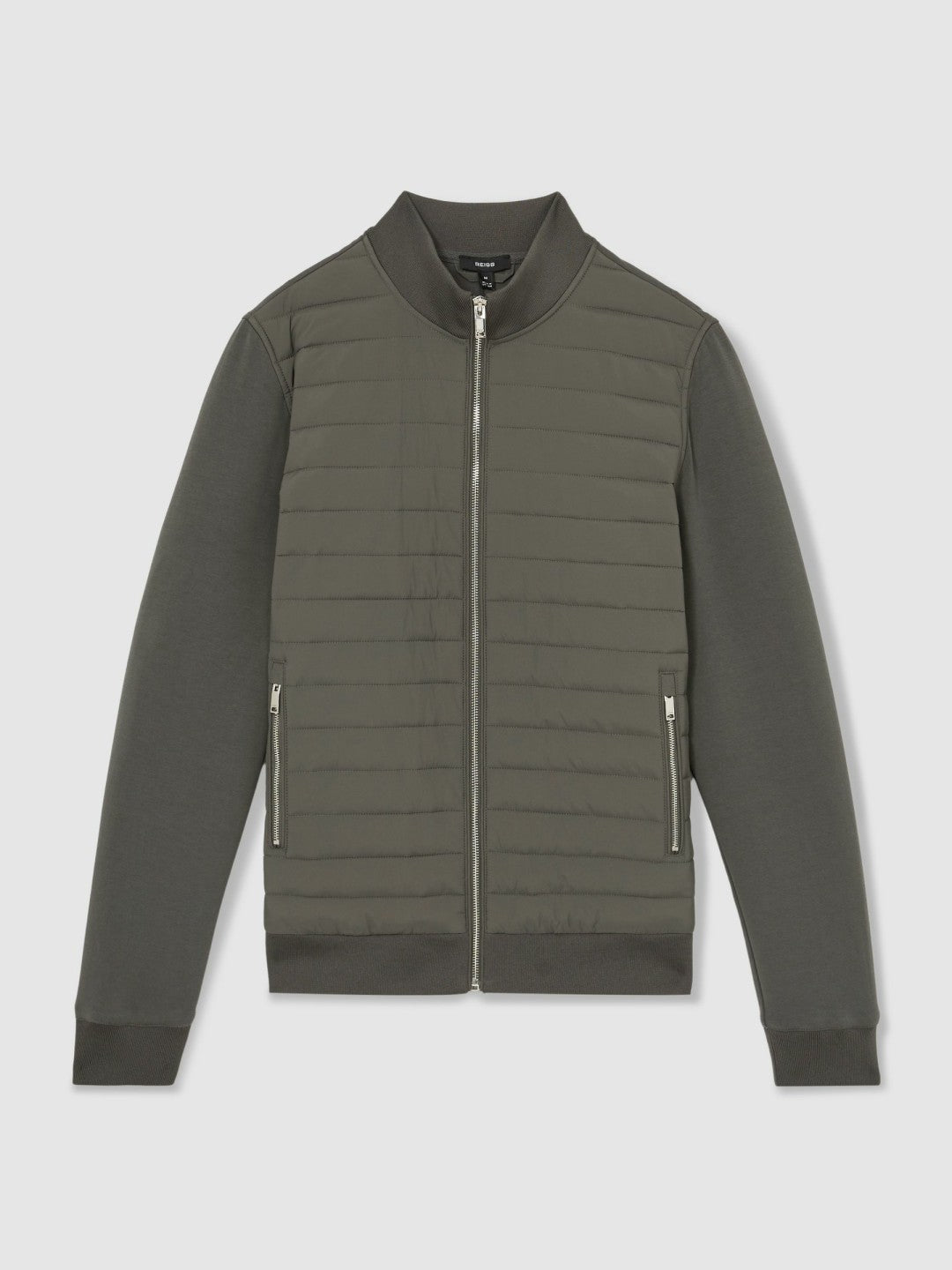Hybrid Quilt and Knit Zip-Through Jacket Sage | Men