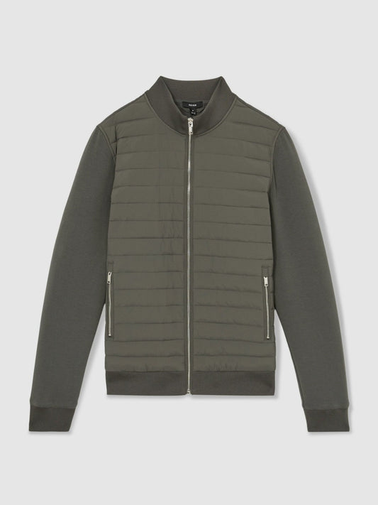 Hybrid Quilt and Knit Zip-Through Jacket Sage | Men