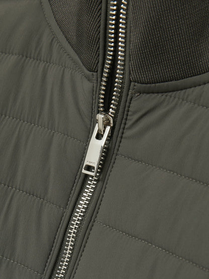 Hybrid Quilt and Knit Zip-Through Jacket Sage | Men