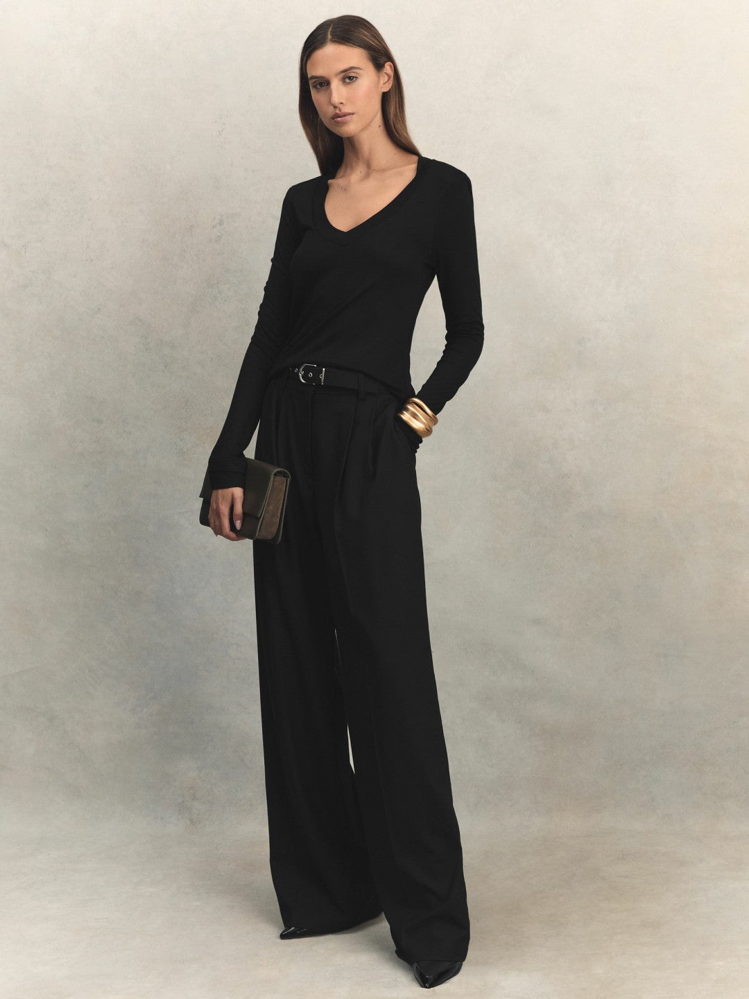 Jersey V-Neck Top Black | Women