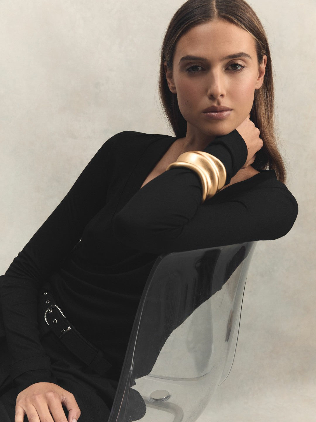 Jersey V-Neck Top Black | Women