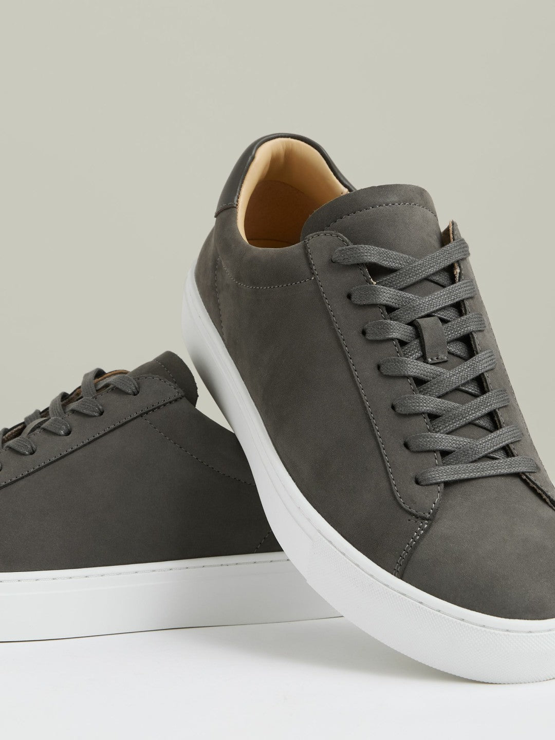 Nubuck Leather Low-Top Trainers Grey | Men