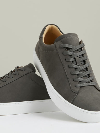 Nubuck Leather Low-Top Trainers Grey | Men
