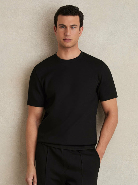 Interlock Jersey Crew Neck T-Shirt Black | Men