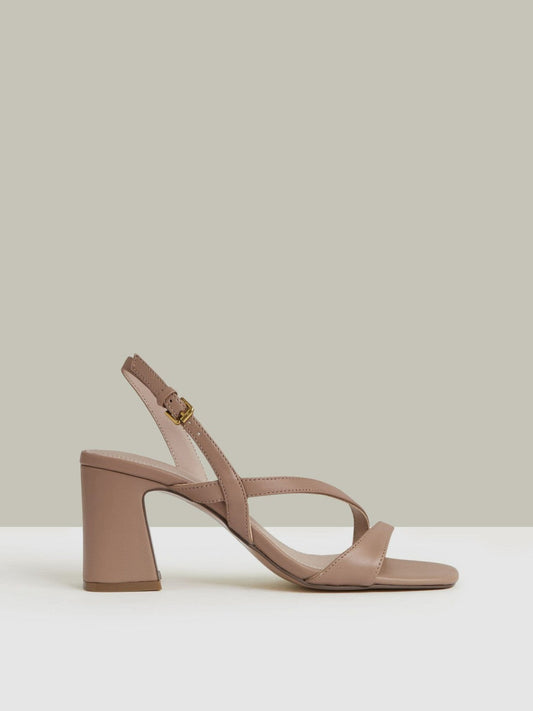Strappy Leather Heeled Sandals Nude | Women