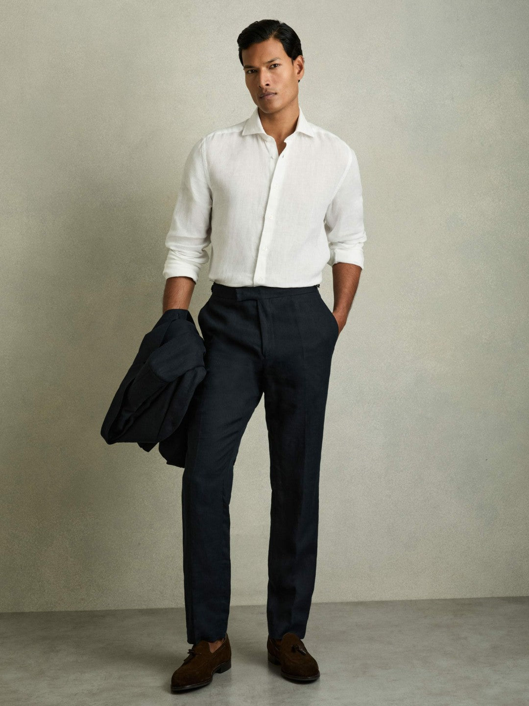 Linen Button-Through Shirt White | Men