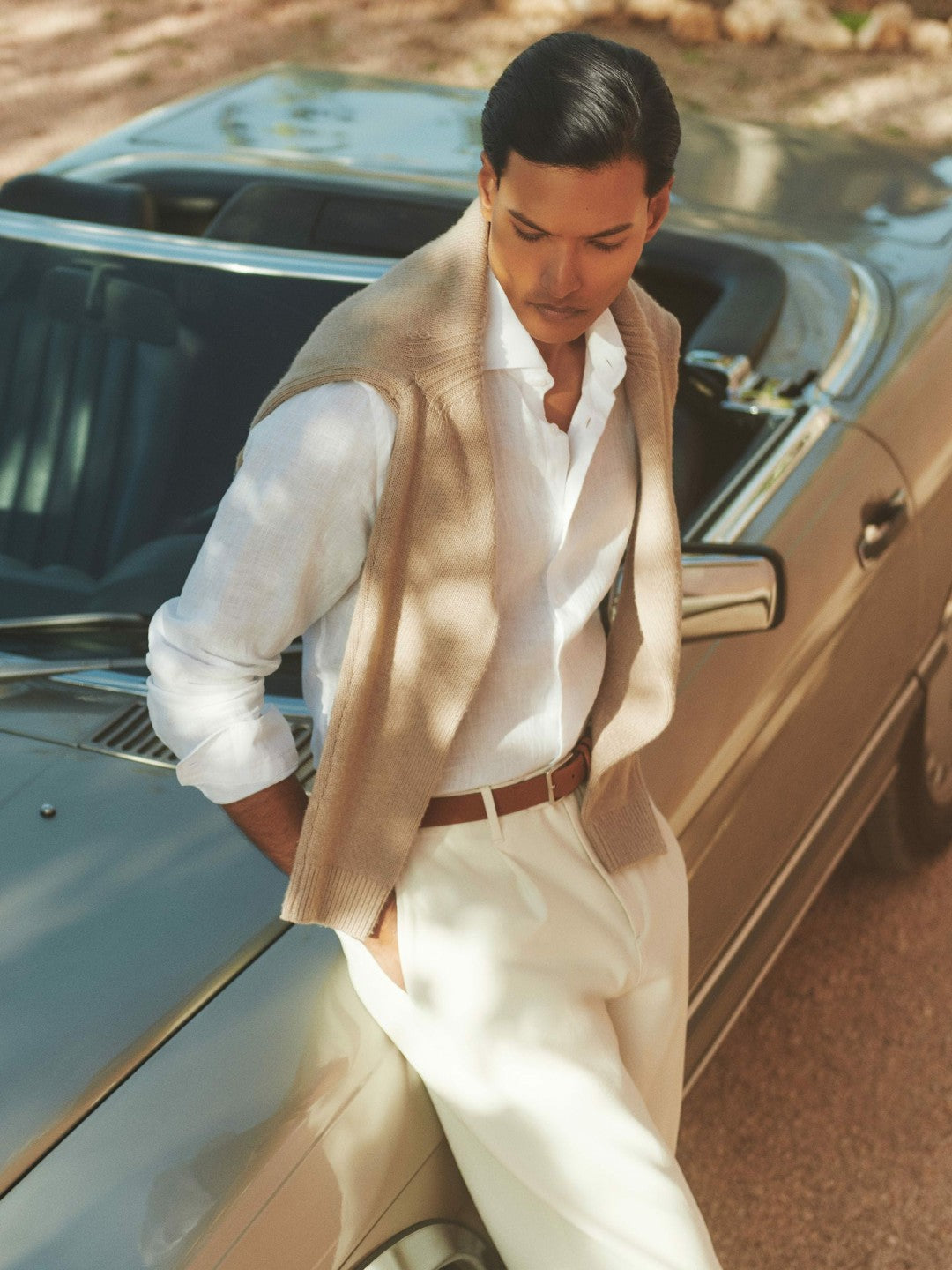 Linen Button-Through Shirt White | Men