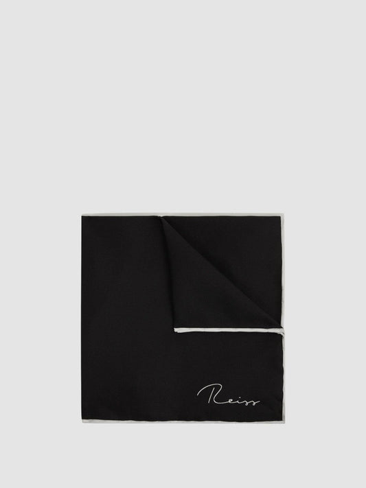 Plain Silk Pocket Square Black | Men