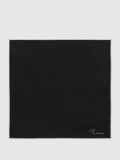 Plain Silk Pocket Square Black | Men