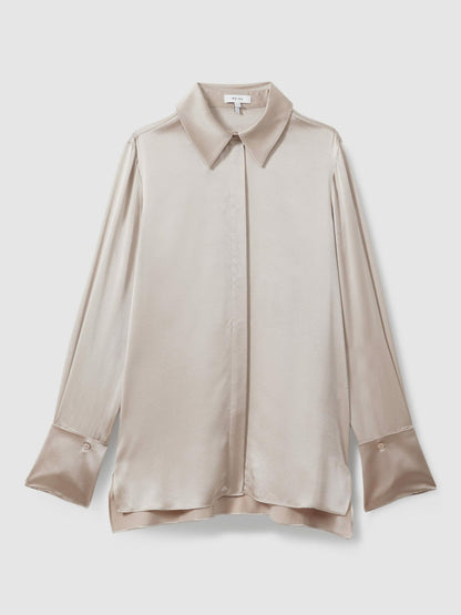 Silk Double-Cuff Button-Through Shirt Champagne | Women