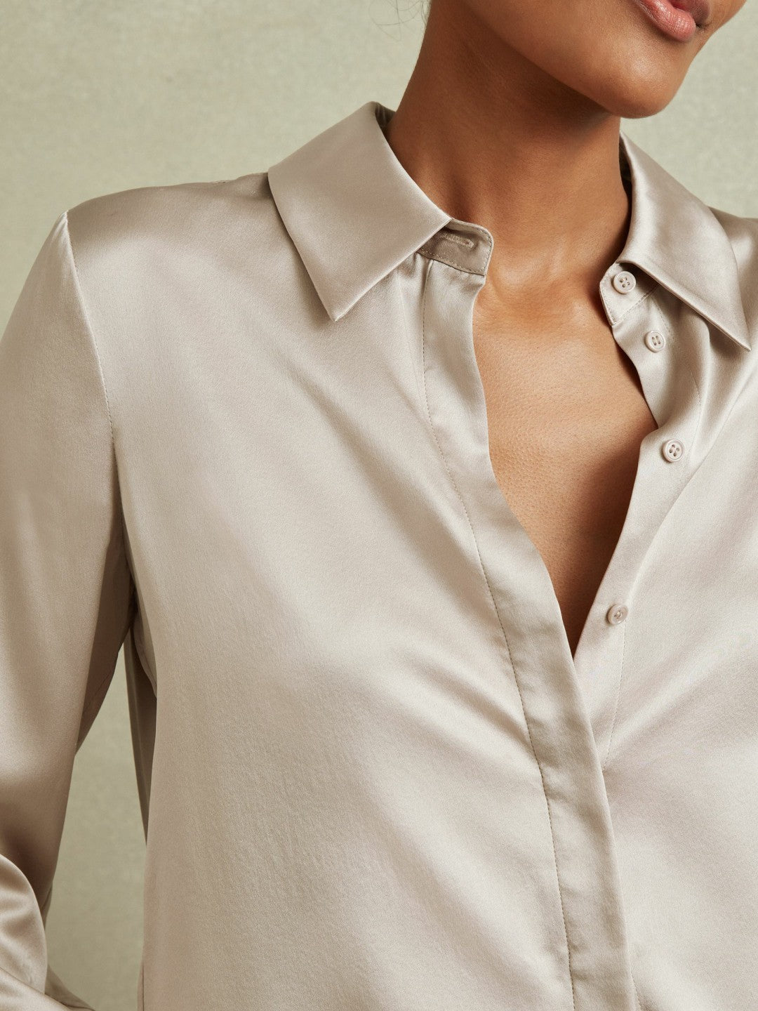 Silk Double-Cuff Button-Through Shirt Champagne | Women