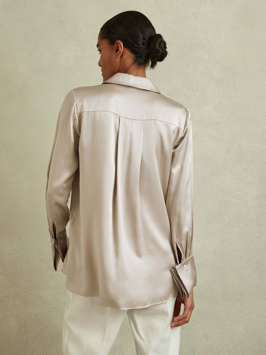 Silk Double-Cuff Button-Through Shirt Champagne | Women
