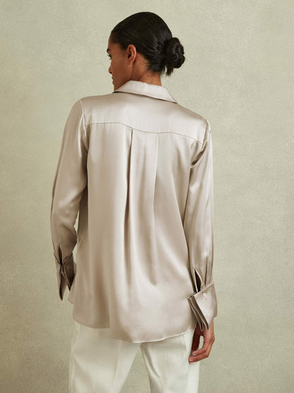 Silk Double-Cuff Button-Through Shirt Champagne | Women