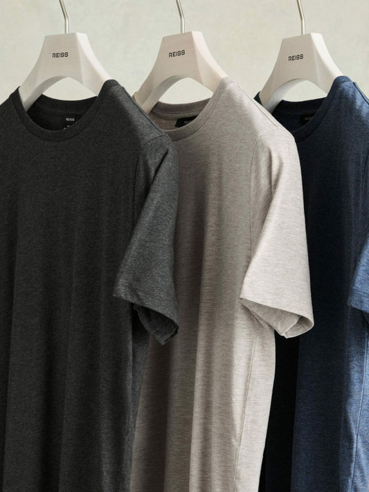 Cotton-Jersey Crew-Neck T-shirts 3 Pack Multi Melange | Men