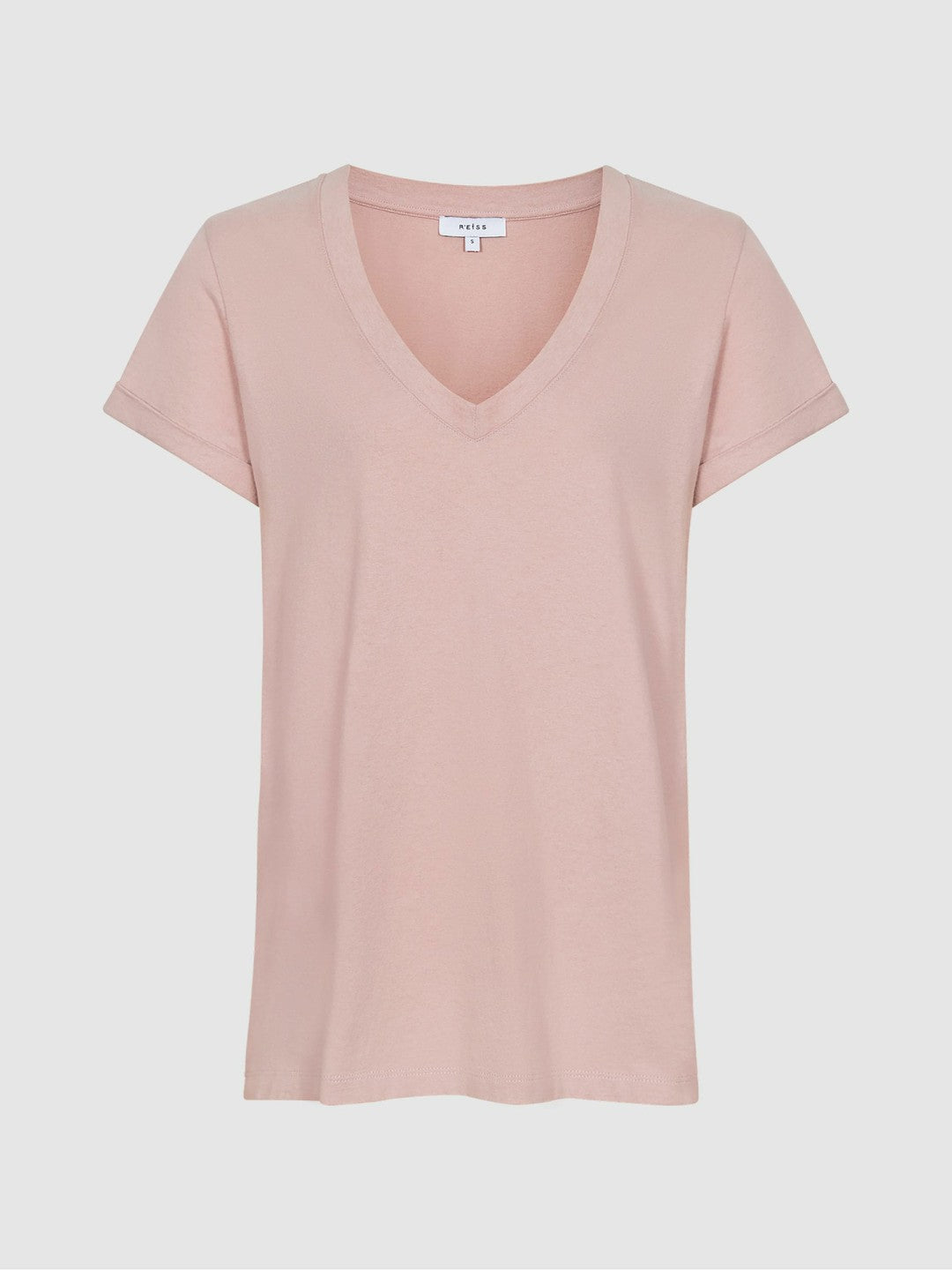 Cotton-Jersey V-Neck T-Shirt Light Pink | Women