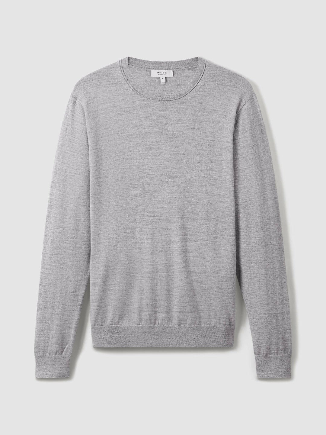 Merino Wool Crew Neck Jumper Soft Grey Mouline | Men
