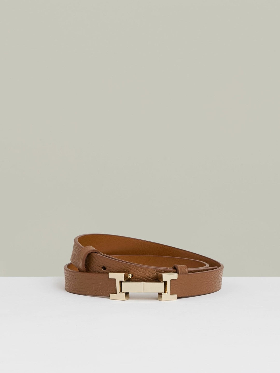 Leather Square Hinge Belt Tan | Women