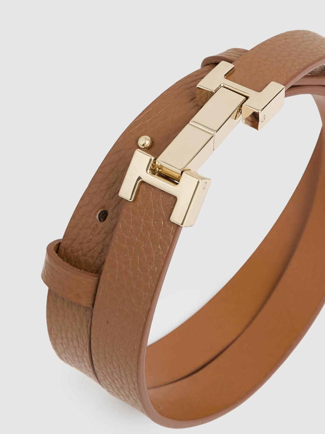 Leather Square Hinge Belt Tan | Women