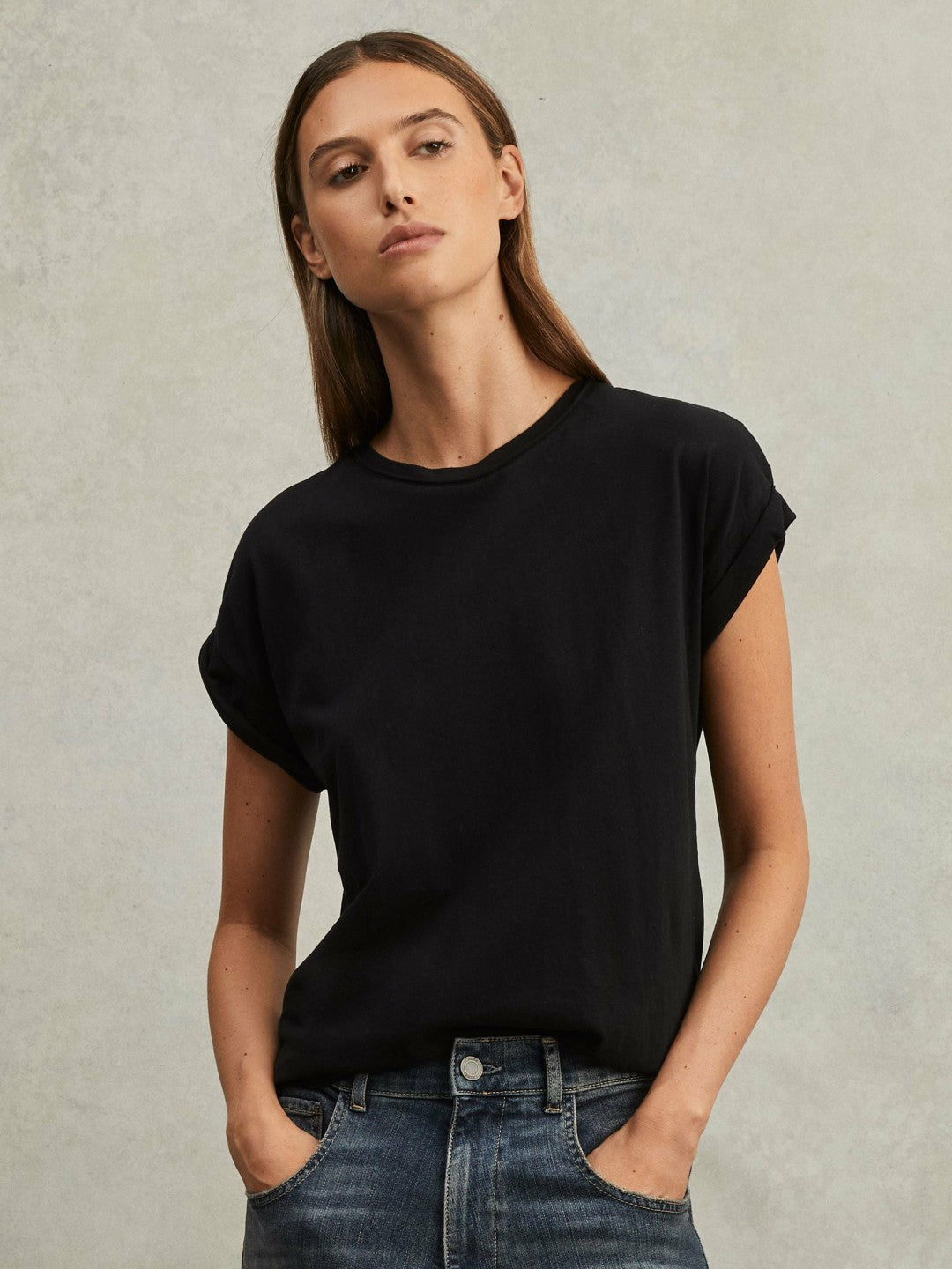 Cotton-Jersey Crew Neck T-Shirt Black | Women
