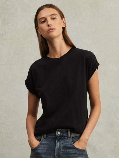 Cotton-Jersey Crew Neck T-Shirt Black | Women