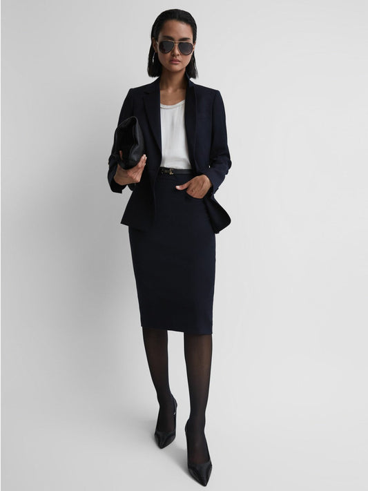 Petite Tailored Pencil Skirt Navy | Women