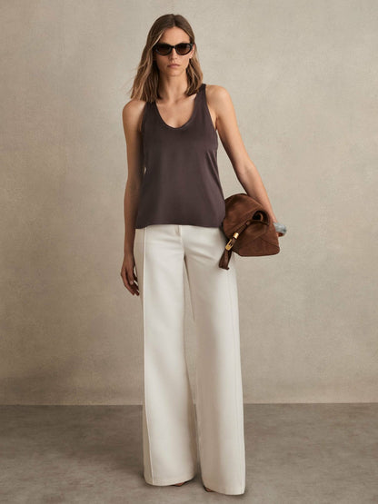 Silk Scoop-Neck Vest Mauve | Women