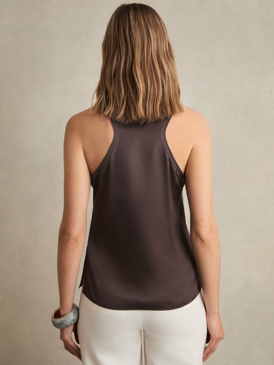 Silk Scoop-Neck Vest Mauve | Women